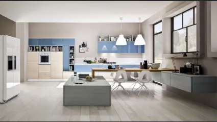 Cucina Moderna lineare Zenzero in Rovere Naturale e laccato lucido Cielo di Arrex