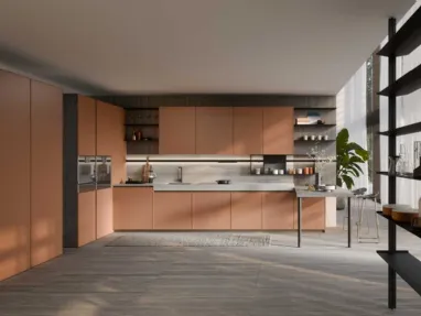 Cucina Moderna laccata Coco Light angolare con penisola di Dibiesse