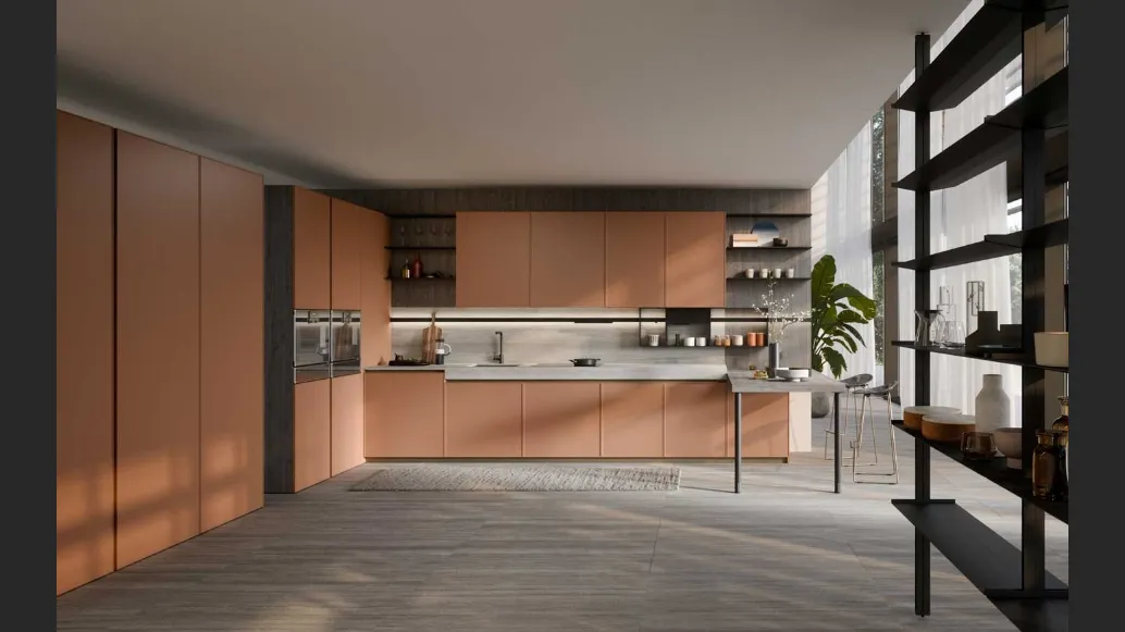 Cucina Moderna laccata Coco Light angolare con penisola di Dibiesse