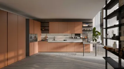Cucina Moderna laccata Coco Light angolare con penisola di Dibiesse