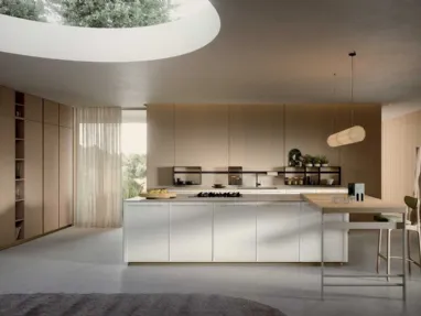 Cucina Moderna in laccato Bianco Coco Light con isola di Dibiesse