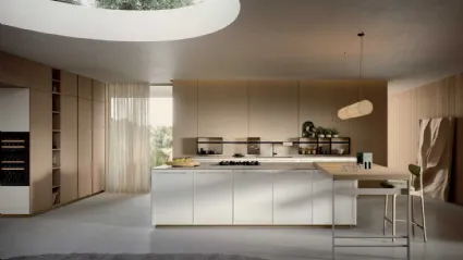 Cucina Moderna in laccato Bianco Coco Light con isola di Dibiesse