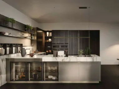 Cucina Moderna Coco Light con penisola in laccato metal di Dibiesse