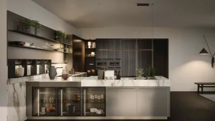 Cucina Moderna Coco Light con penisola in laccato metal di Dibiesse