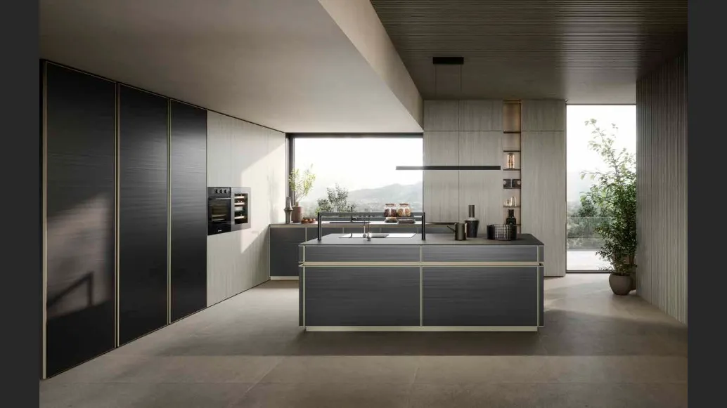 Cucina Moderna con isola Coco Stream Inchiostro di Dibiesse
