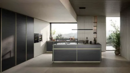 Cucina Moderna con isola Coco Stream Inchiostro di Dibiesse