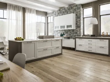 Cucina Moderna con isola Dallas in PET Zucchero di Arrex