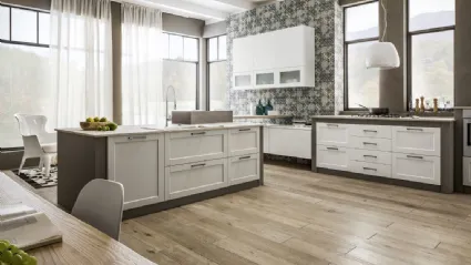 Cucina Moderna con isola Dallas in PET Zucchero di Arrex