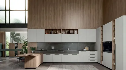 Cucina Moderna Area 22 maniglia 03 finitura Argilla e Noce Canaletto di Dibiesse