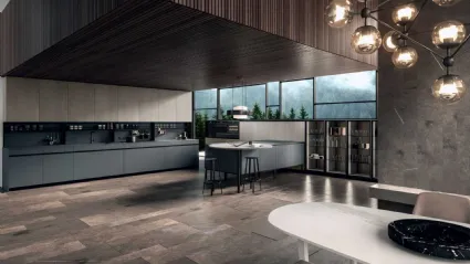 Cucina Moderna con penisola DJ 01 in Fenix Grigio Bromo di Dibiesse