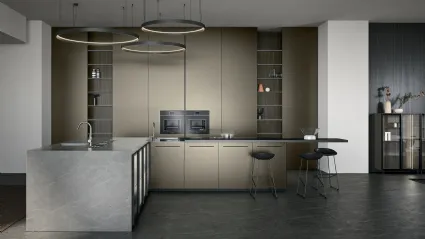 Cucina Moderna Filo 02 con ante verniciate a polvere Vega e finitura Palladio natural Stone di Dibiesse