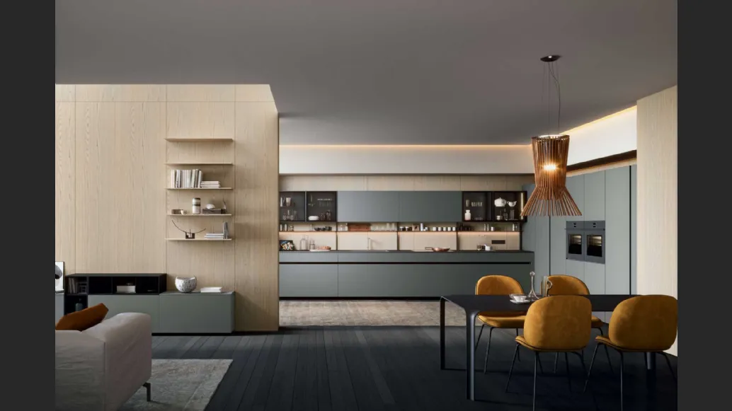 Cucina Moderna ad angolo GI30 02 in laccato Grigio opaco di Dibiesse