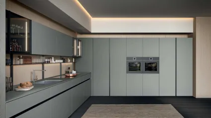 Cucina Moderna ad angolo GI30 02 in laccato Grigio opaco di Dibiesse