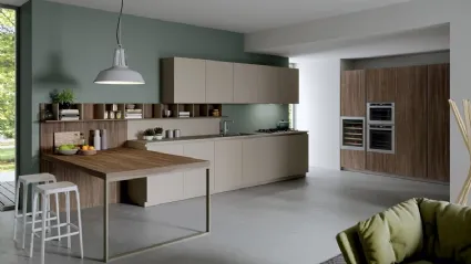 Cucina Moderna con penisola Play Lab 03 in laminato e melaminico effetto legno di Dibiesse