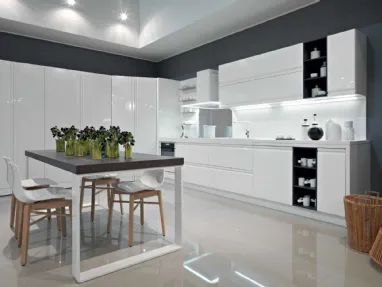 Cucina Moderna lineare in laccato bianco lucido Zerocinque di Dibiesse