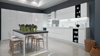 Cucina Moderna lineare in laccato bianco lucido Zerocinque di Dibiesse