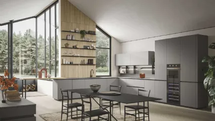 Cucina Moderna Emporio Job angolare con penisola di Dibiesse