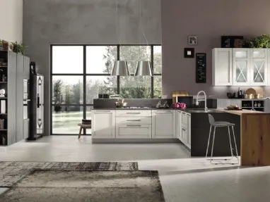 Cucina Moderna con penisola Eva in legno Decapè Ghiaccio di Arrex