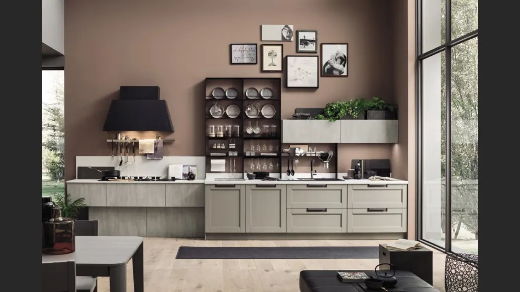 Cucina Moderna lineare Eva in legno laccato Decapè Orione di Arrex