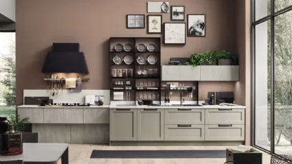Cucina Moderna lineare Eva in legno laccato Decapè Orione di Arrex