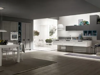 Cucina Moderna lineare Kali in Frassino Decapè Ghiaccio e laccato Antracite di Arrex