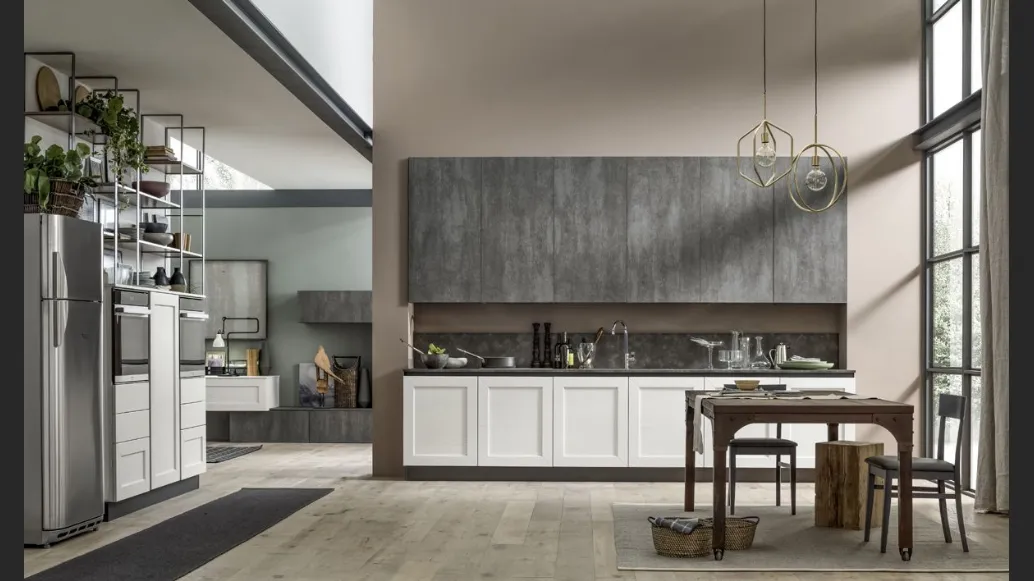 Cucina Moderna Kali in Frassino Decapè laccato Ghiaccio e Piombo di Arrex