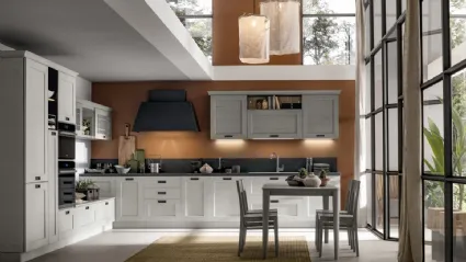 Cucina Moderna angolare Kali in Frassino Decapè laccato Perla di Arrex