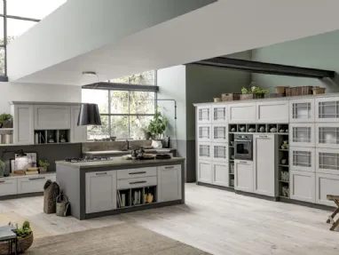 Cucina Moderna con isola Kali in Frassino Decapè Perla con Isola di Arrex