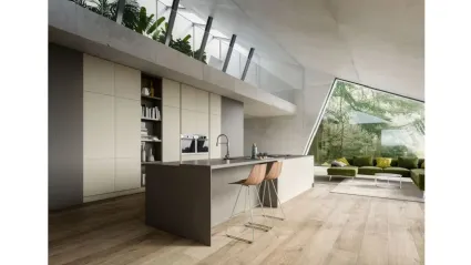 Cucina Moderna con isola Opale composizione 01 in ecoresina di Arrex