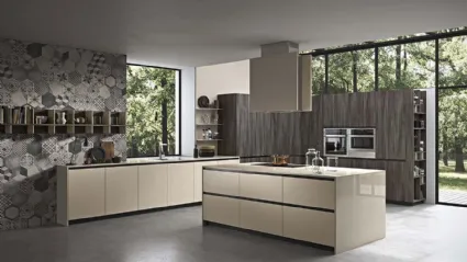 Cucina Moderna con isola Spring Job 01 in melaminico di Dibiesse