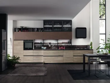 Cucina Moderna lineare Twin Okobo Smoke e Oxide Terra di Arrex