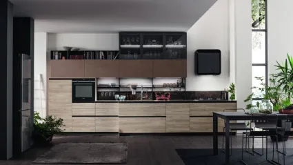 Cucina Moderna lineare Twin Okobo Smoke e Oxide Terra di Arrex