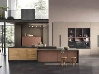 Cucina Twin Okobo Natural e Lab Oxide Marrone di Arrex