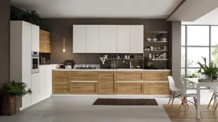 Cucina Moderna angolare Twin Okobo Natural & White di Arrex