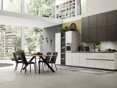 Cucina Moderna lineare Twin White e Metal Piombo di Arrex