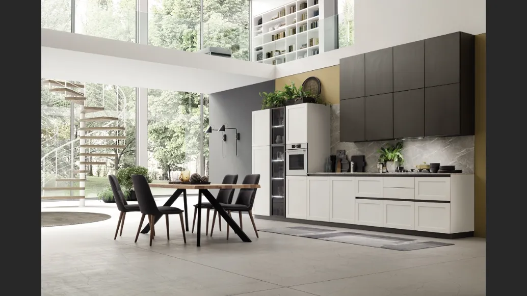 Cucina Moderna lineare Twin White e Metal Piombo di Arrex