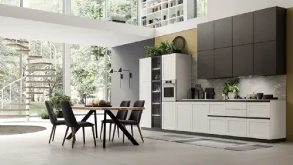 Cucina Moderna lineare Twin White e Metal Piombo di Arrex