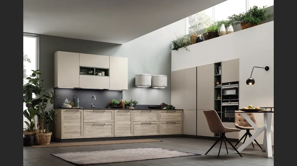 Cucina Moderna angolare Twin Okobo Smoke & Cream di Arrex