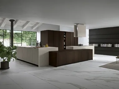 Cucina Moderna angolare Vestimi 04 in rovere termotrattato  e finitura calce di Dibiesse