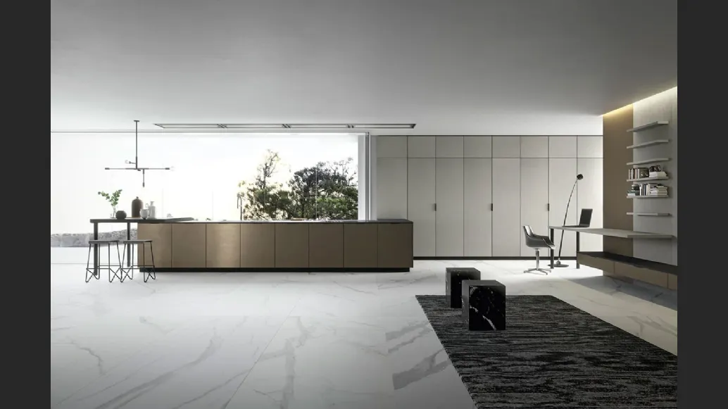 Cucina Moderna in laccato metallizzato Vestimi con penisola di Dibiesse