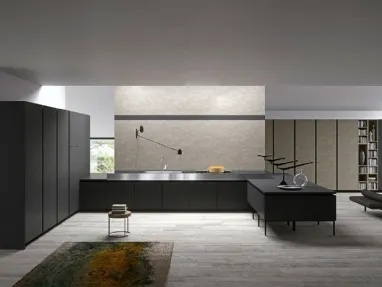 Cucina Moderna Vestimi in Fenix Ingo Nero con penisola di Dibiesse