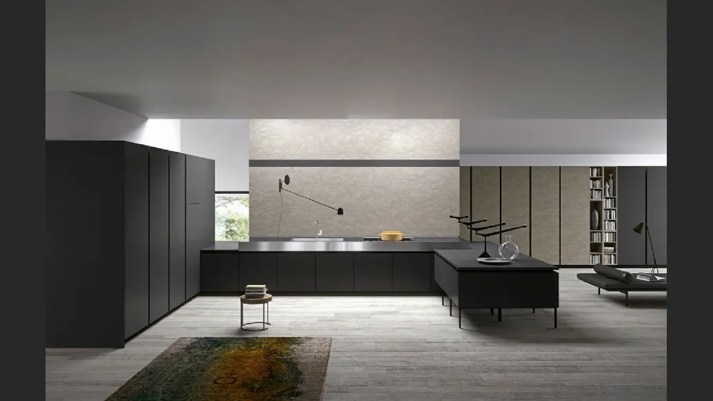 Cucina Moderna Vestimi in Fenix Ingo Nero con penisola di Dibiesse