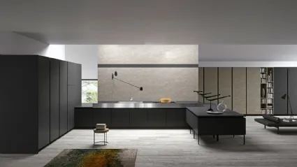 Cucina Moderna Vestimi in Fenix Ingo Nero con penisola di Dibiesse