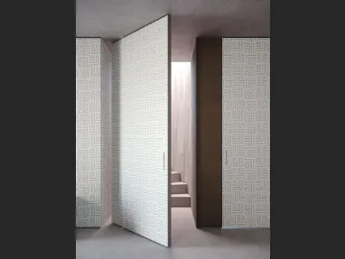 Porta per interni a Bilico Adela rivestita con carta da parati Open di Henry Glass