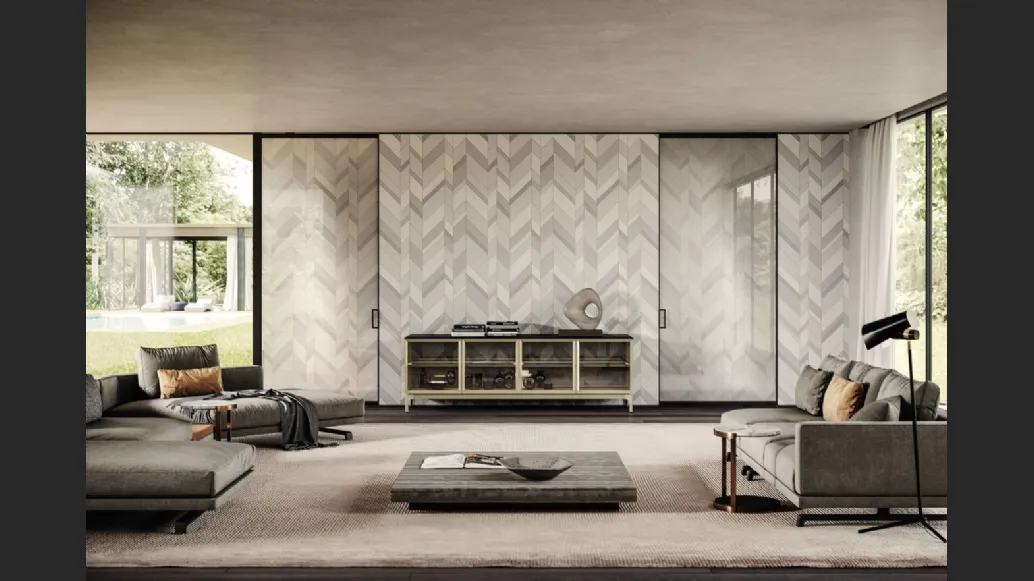 Porta per interni Manhattan a Bilico in vetro decoro Tweed di Henry Glass