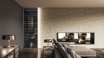 Porta per interni Manhattan Battente in vetro decoro Random con telaio in alluminio di Henry Glass