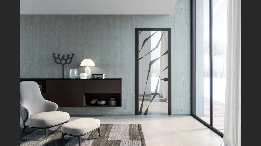 Porta per interni in vetro con telaio in alluminio Vitra Battente Genesi di Henry Glass