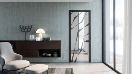 Porta per interni in vetro con telaio in alluminio Vitra Battente Genesi di Henry Glass