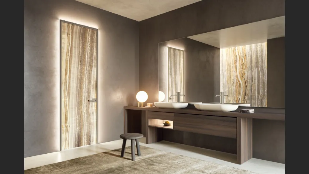 Porta per interni Vitra Battente in vetro finitura Onice Grigio con telaio in alluminio di Henry Glass