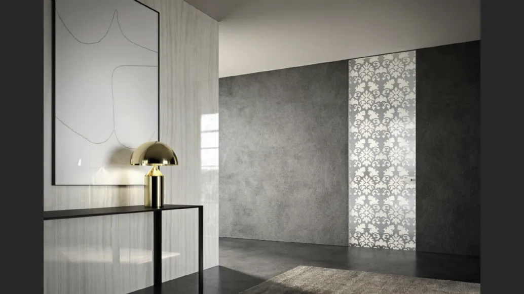 Porta per interni Vitra Battente su stipite Plain in vetro con decoro di Henry Glass